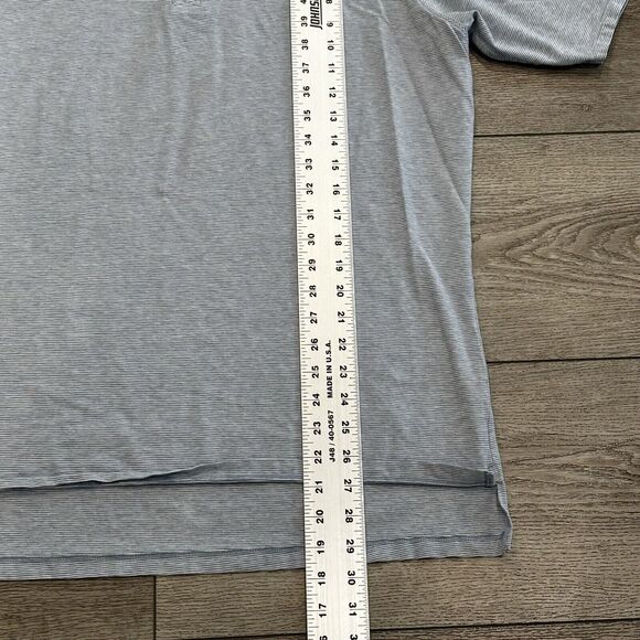 B Draddy Sport Polo Shirt Mens Large Blue Stripe Golf Performance Stretch Preppy - Picture 4 of 8